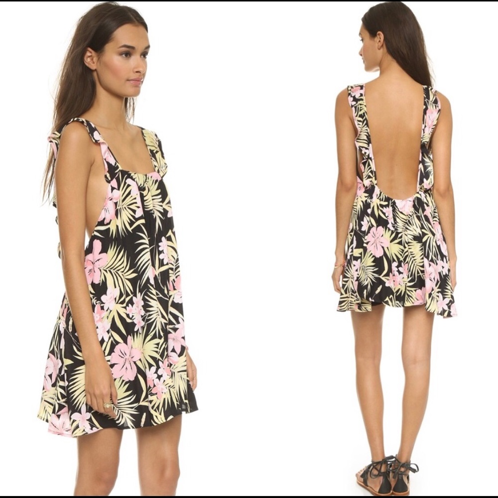 For love and lemons backless tropical mini dress